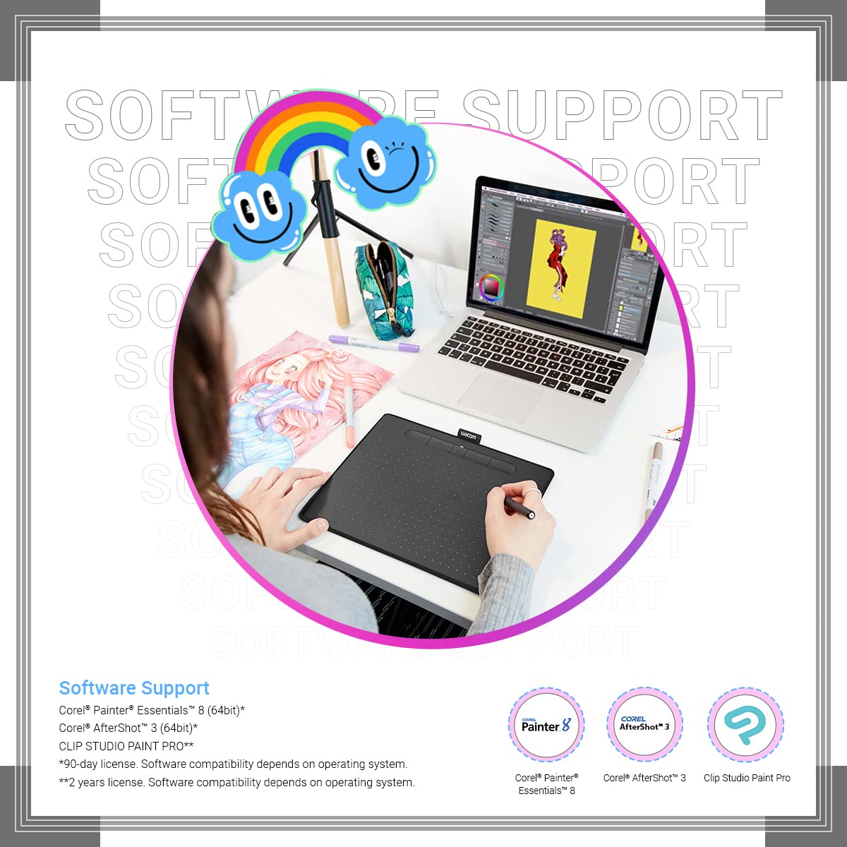 Wacom Intuos Medium CTL-6100/K1-CX 10" Slim Graphics Input Tablet with Pen - Black