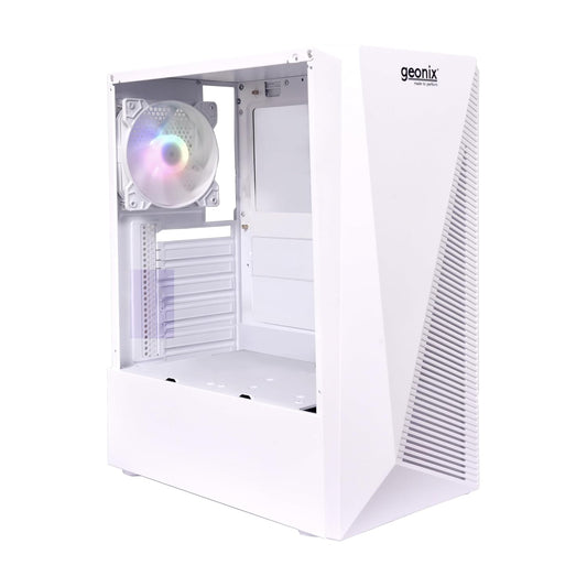 Geonix X10 ATX Computer Case Tempered Glass Side Panel Gaming Cabinet - White