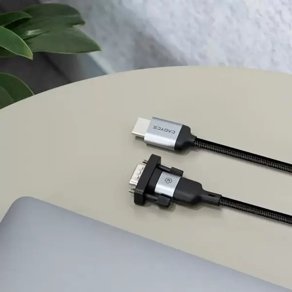 Cadyce CA-HVCAB HDMI Male to VGA Male CADMiUM Braided Cable (2M, Full HD 1080p)-tpstech.in
