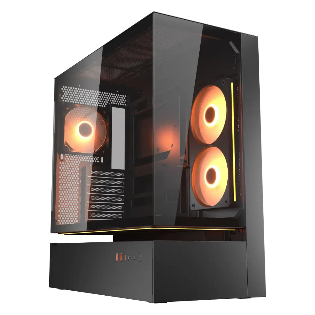 Cougar CFV235 Tempered Glass ATX Mid‑Tower Gaming Case with Central Floating Ventilation - Black-tpstech.in