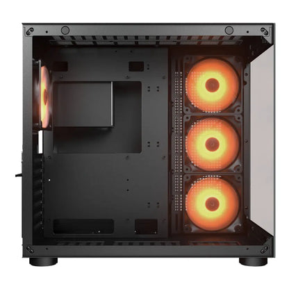 Cougar FV150 RGB Tempered Glass Mid Tower Dual-Chamber ATX Computer Case with 4 Pre-Installed ARGB Fans-  Black-tpstech.in
