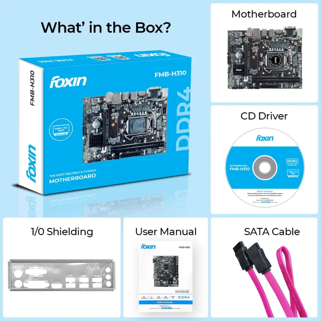 Foxin FMB-H310 PRIME Motherboard with Intel H310 Chipset Dual Channel DDR4-tpstech