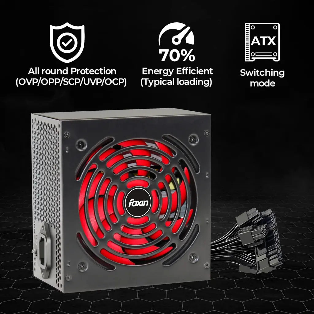 Foxin Vortex FPS‑800S 350W ATX SMPS Power Supply with 120mm Low‑Noise Fan-tpstech.in