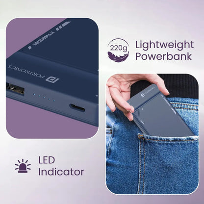 Portronics POR 2810 Luxcell Uno 10K 10000mAh Power Bank 22.5W Fast Charging-tpstech.in