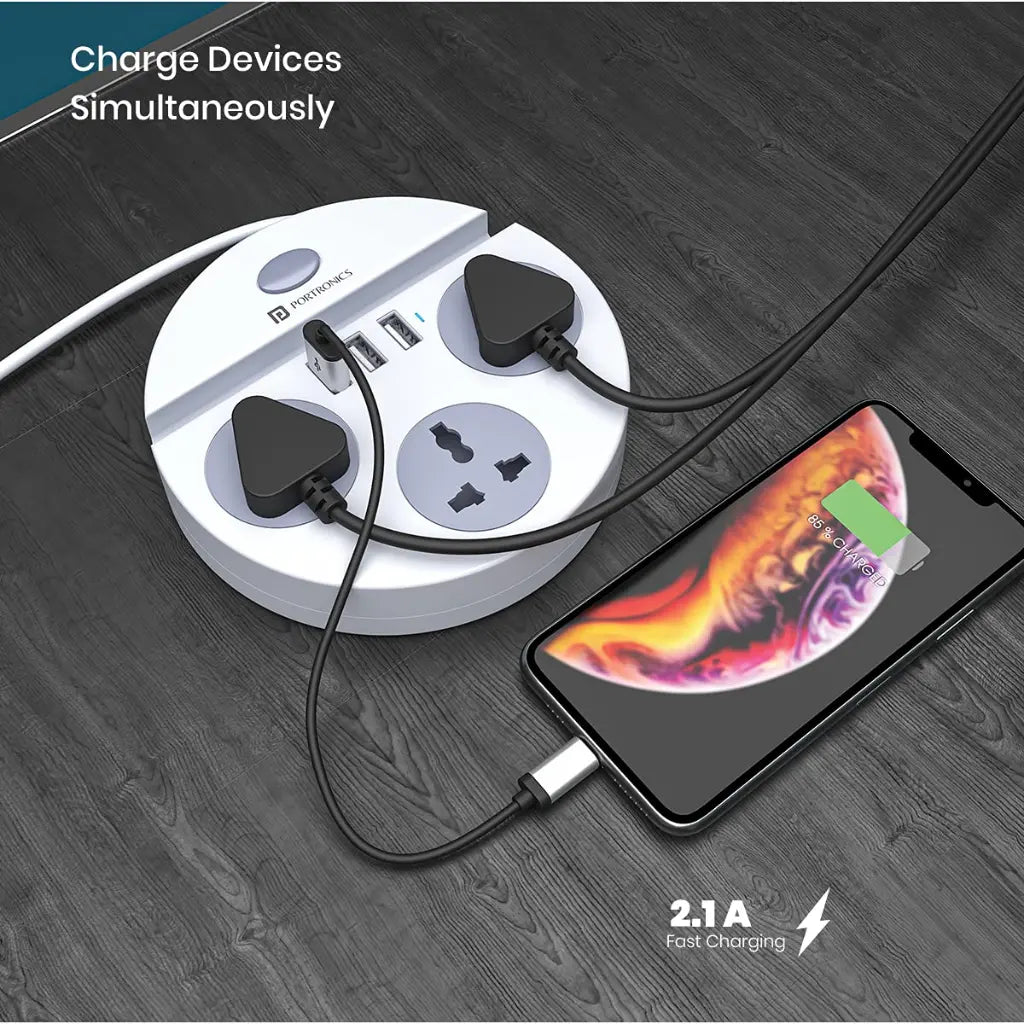 Portronics Power Plate 5 POR 1359 Extension Board with 1.5m Cord-tpstech.in