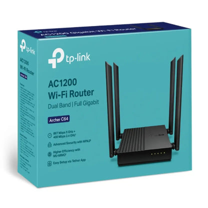 TP-Link Archer C64 AC1200 Dual Band MU-MIMO Gigabit WiFi Router-tpstech.in