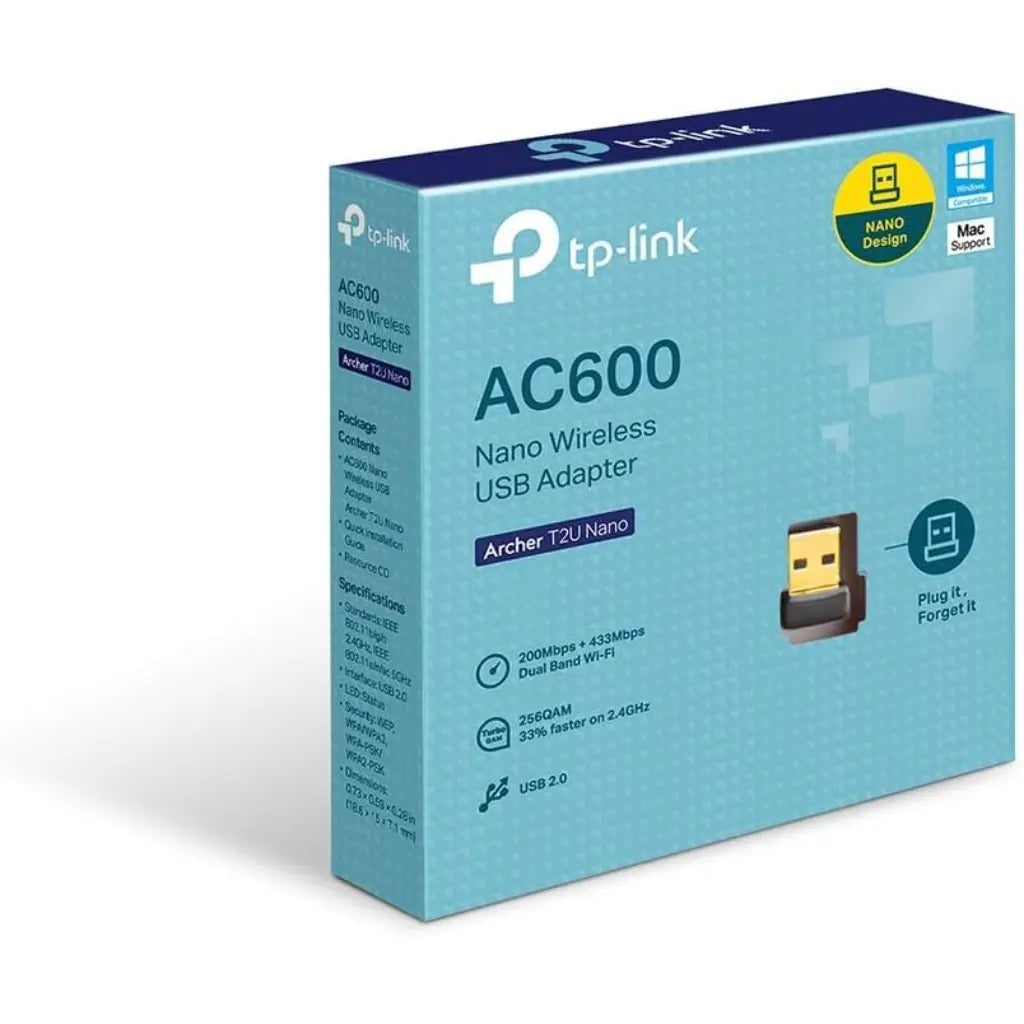TP-Link Archer T2U Nano AC600 Nano Wireless Dual Band USB Wi-Fi Adapter-tpstech.in
