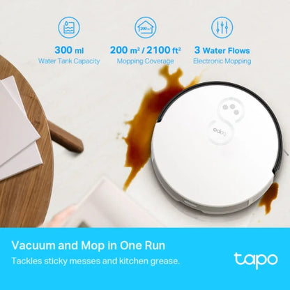 TP-Link Tapo RV10 Robot Vacuum & Mop Combo  2000Pa Suction, Zigzag Path Planning App & Voice Control 3-Hour Battery-tpstech.in