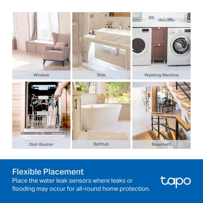 TP-Link Tapo T300 Smart Water Leak Sensor with IP67 Waterproof 90dB Alarm & App Alerts (Hub Required)