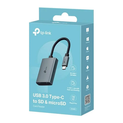 TP-Link UA430C USB 3.0 Type-C to SD & microSD Card Reader Dual Slot UHS-I 200MB/s 2TB Support-tpstech.in