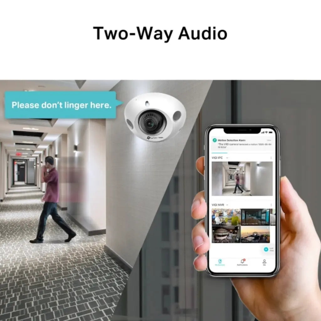 TP-Link VIGI C230I Mini 3MP 2.8MM IR Mini Dome Network Camera IK08 Vandal-Proof H.265+ Compression-tpstech.in