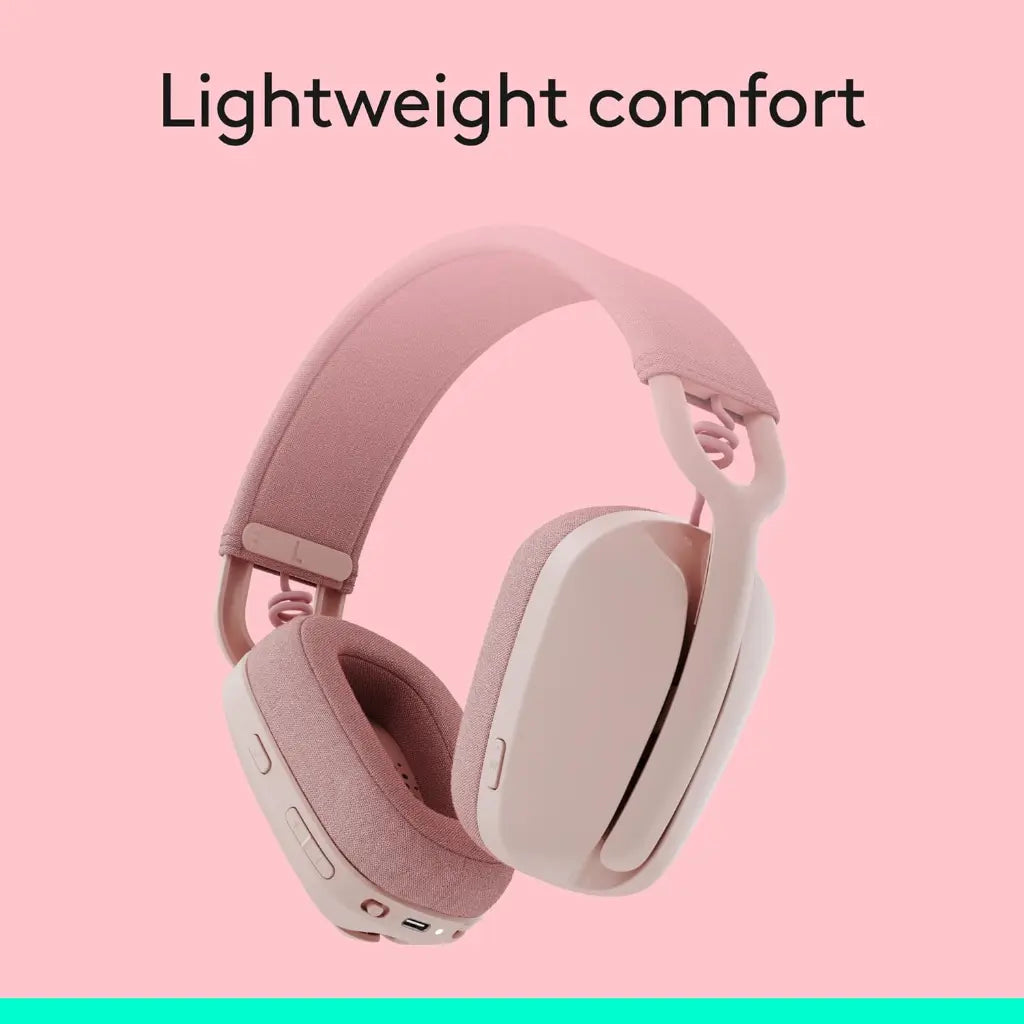 Logitech Zone Vibe 100 Lightweight Wireless Headphones with Noise-Cancelling - Rose
