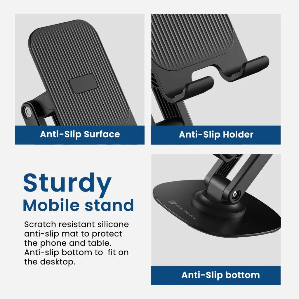 Portronics Mobot III POR 2046 Adjustable Mobile and Tablet Holder with 360 Degree Rotating Base