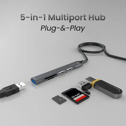 Portronics Mport 31 Plus USB 3.0 Hub (5-in-1) with USB & Type-C