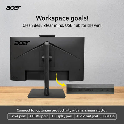Acer B247Y D6 23.8" Full HD IPS Monitor with 5MP IR Adjustable Webcam