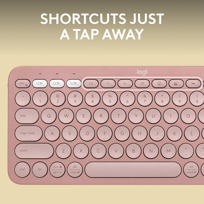 Logitech Pebble Keys 2 K380s Multi Device Bluetooth Wireless Keyboard - Tonal Rose