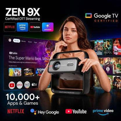 EGATE Zen 9X Google TV Projector Native 1080P 900 ISO Lumens 4K Support Netflix & Prime Video WiFi 6