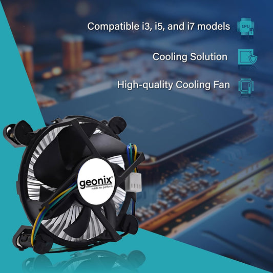 Geonix LGA 1200 Heatsink Compatible Low Power Consumption CPU Fan - Black