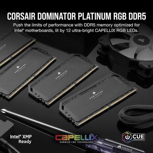 CORSAIR DOMINATOR PLATINUM RGB 64GB (2x32GB) DDR5 DRAM 5600MHz CL40 Desktop Memory Kit - Black