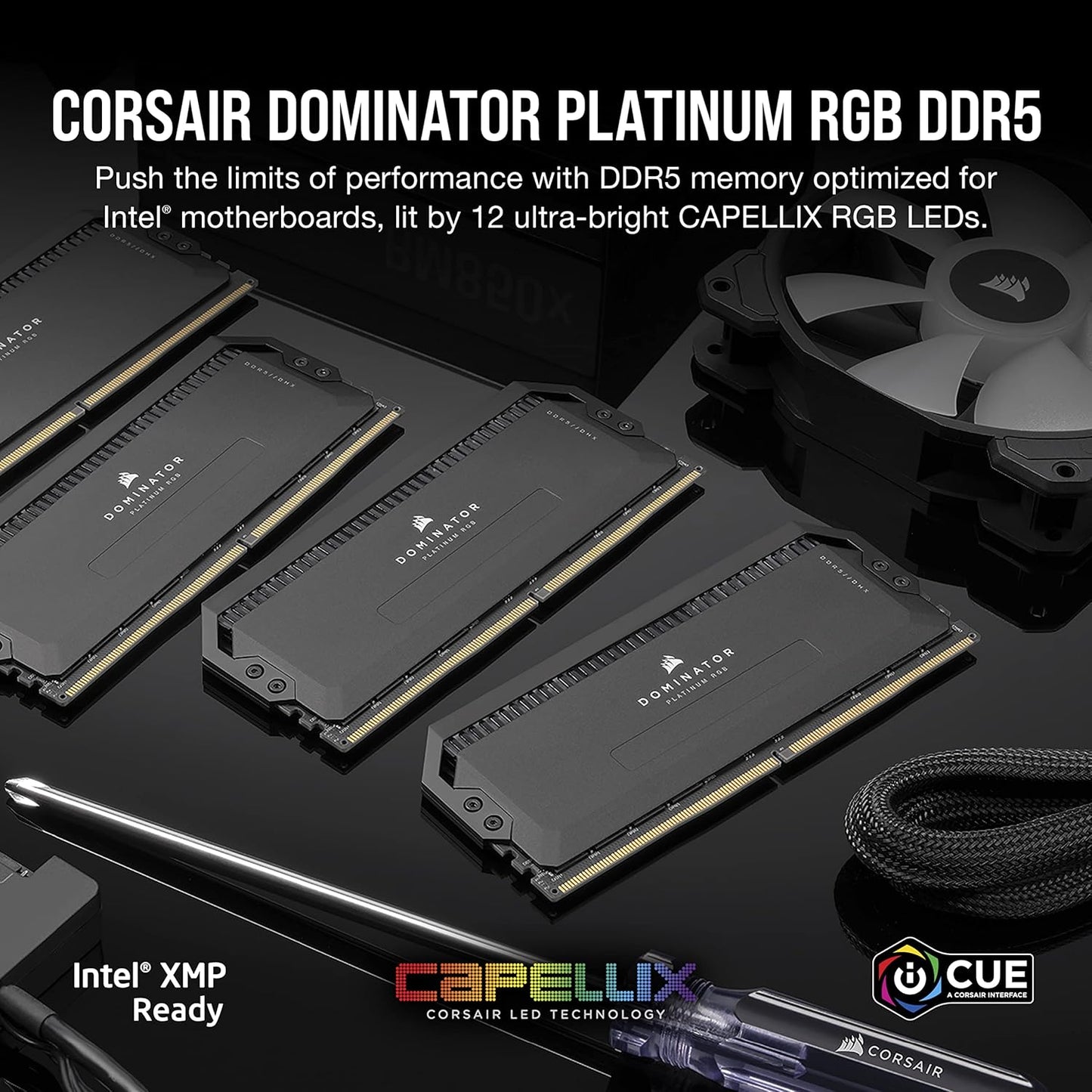 CORSAIR DOMINATOR PLATINUM RGB 64GB (2x32GB) DDR5 DRAM 5600MHz CL40 Desktop Memory Kit - Black