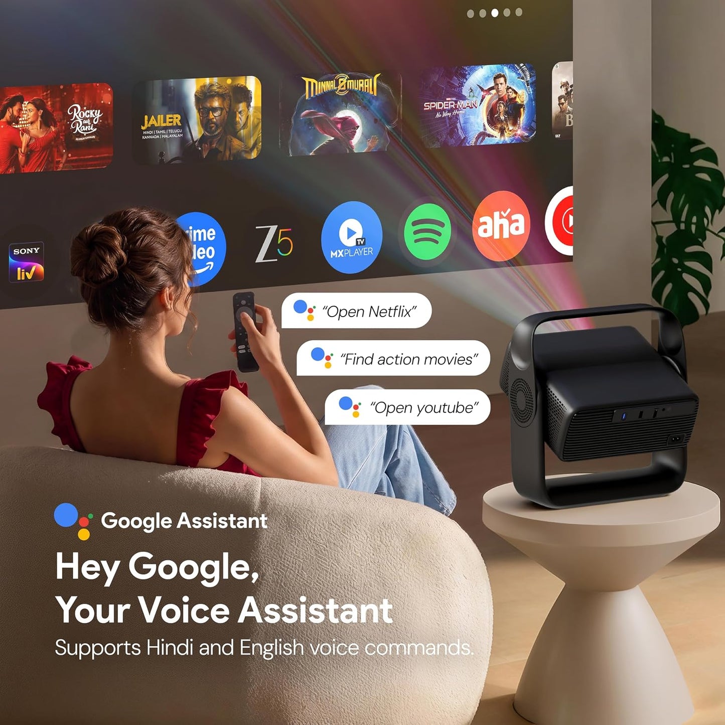 EGATE Zen 9X Google TV Projector Native 1080P 900 ISO Lumens 4K Support Netflix & Prime Video WiFi 6