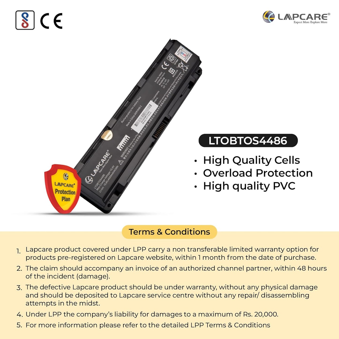 Toshiba PA502XX Series Compatible Laptop Battery 47.52Whr 4400mAh 10.8V 6 Cell