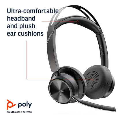 Poly Voyager FOCUS 2 UC USB-A Bluetooth Active Noise Canceling Stereo Headset with Boom Mic-77Y85AA- Black