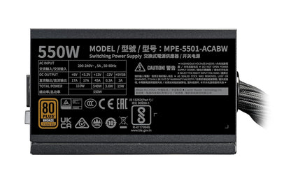 Cooler Master MWE Bronze 550 V3 550W ATX Non Modular Power Supply Unit - Black