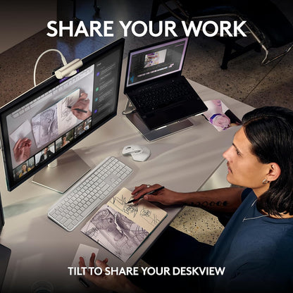 Logitech Master Series MX Brio 4K Ultra HD USB-C Collaboration and Streaming Webcam with Dual Mics - Pale Gray