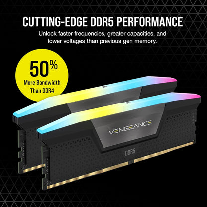 CORSAIR VENGEANCE 96GB (2x48GB) DDR5 RGB DRAM 7200MHz CL40 Desktop Memory
