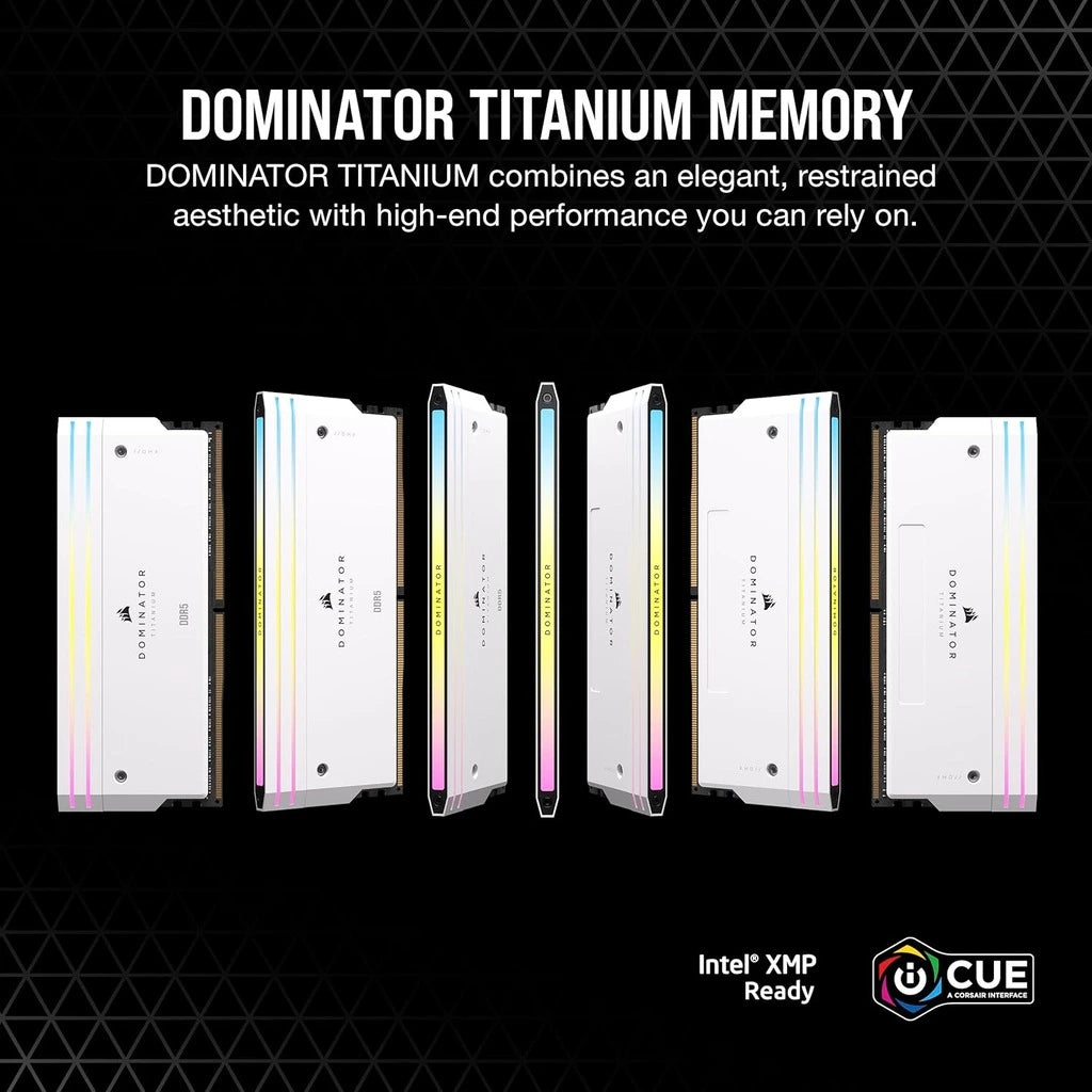 Corsair Dominator Titanium 96GB (2x48GB) DDR5 RAM 6600MHz CL32 Gaming Desktop Memory-White