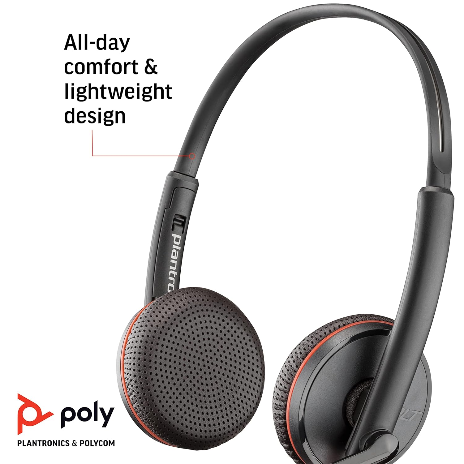 Plantronics Blackwire C3225 USB-C Wired Headphone with Noise Cancelling Boom Microphone