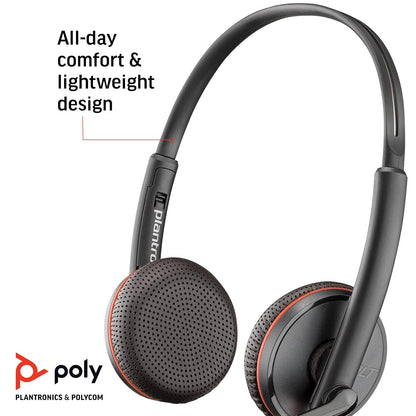 Plantronics Blackwire C3225 USB-C Wired Headphone with Noise Cancelling Boom Microphone