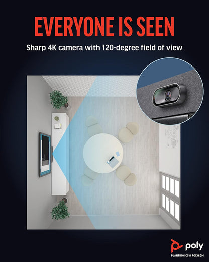 Poly Studio R30 USB 4K Video Bar for Small Conference Spaces with Inbuilt Webcam and Speaker - Black