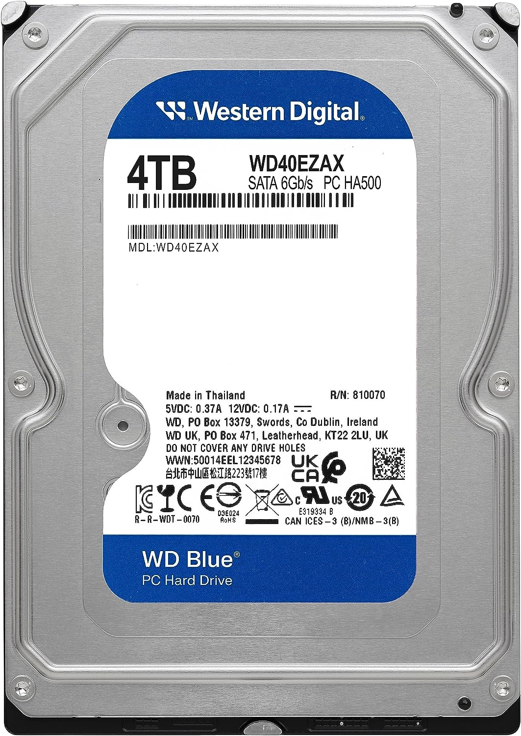 Western Digital Blue 4TB 5400 RPM SATA 6 Gb/s Internal Desktop Hard Drive