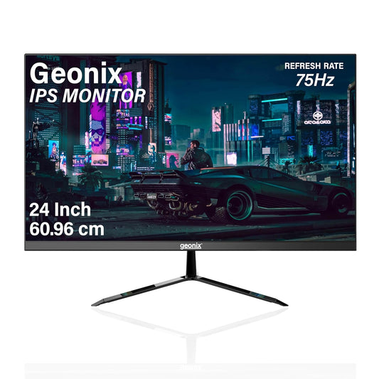 GEONIX 24 Inch (60.96 cm) PC Monitor Full HD LED with VGA & HDMI Glossy Panel