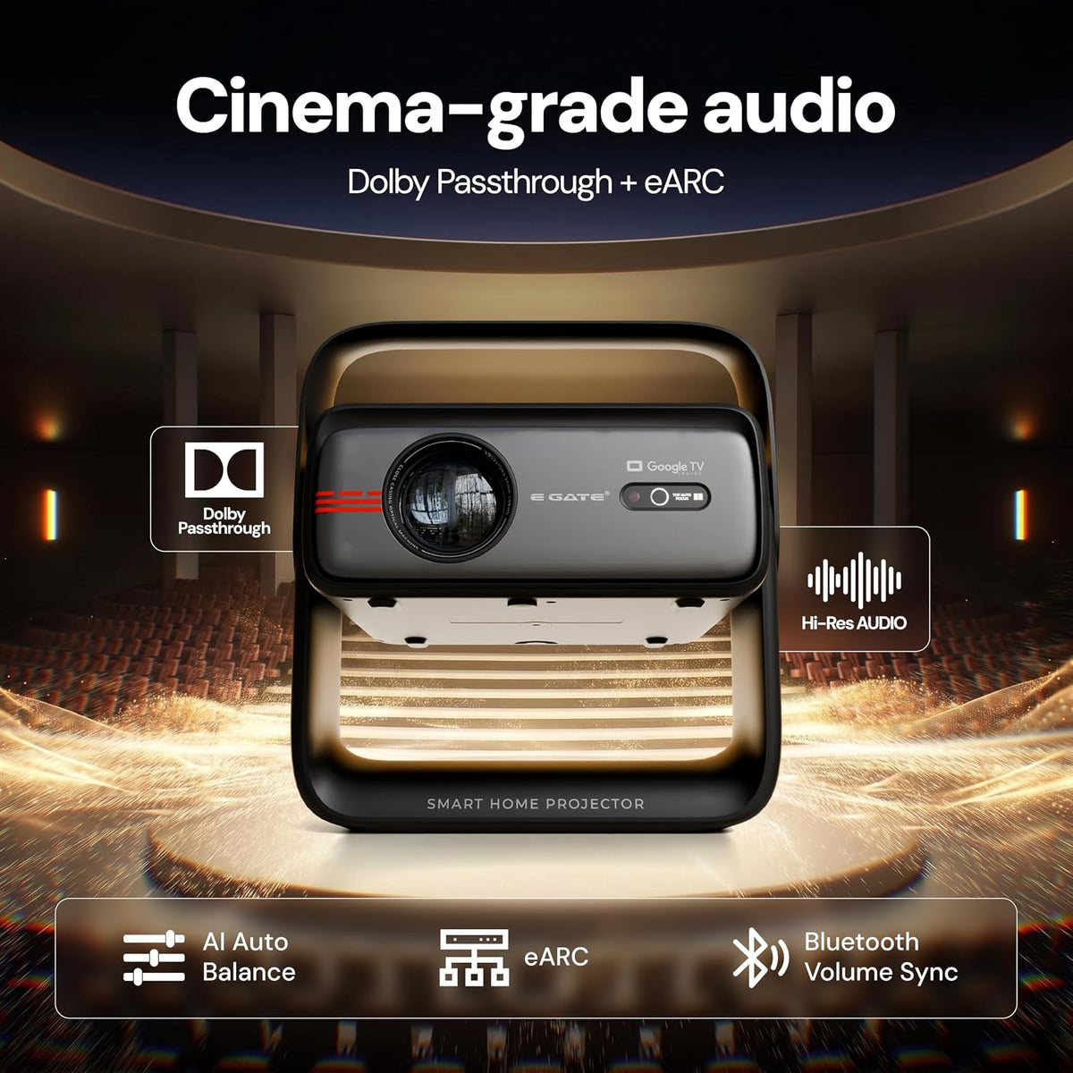 EGATE Zen 9X Google TV Projector Native 1080P 900 ISO Lumens 4K Support Netflix & Prime Video WiFi 6