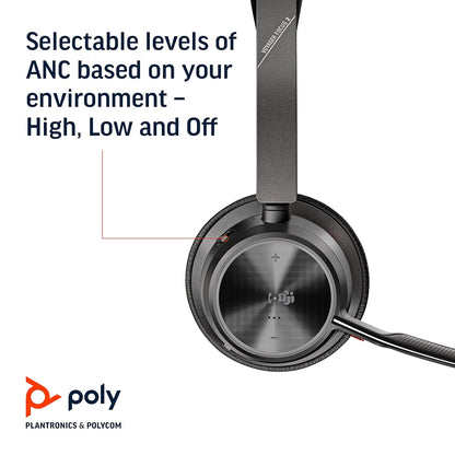 Poly Voyager FOCUS 2 UC USB-A Bluetooth Active Noise Canceling Stereo Headset with Boom Mic-77Y85AA- Black