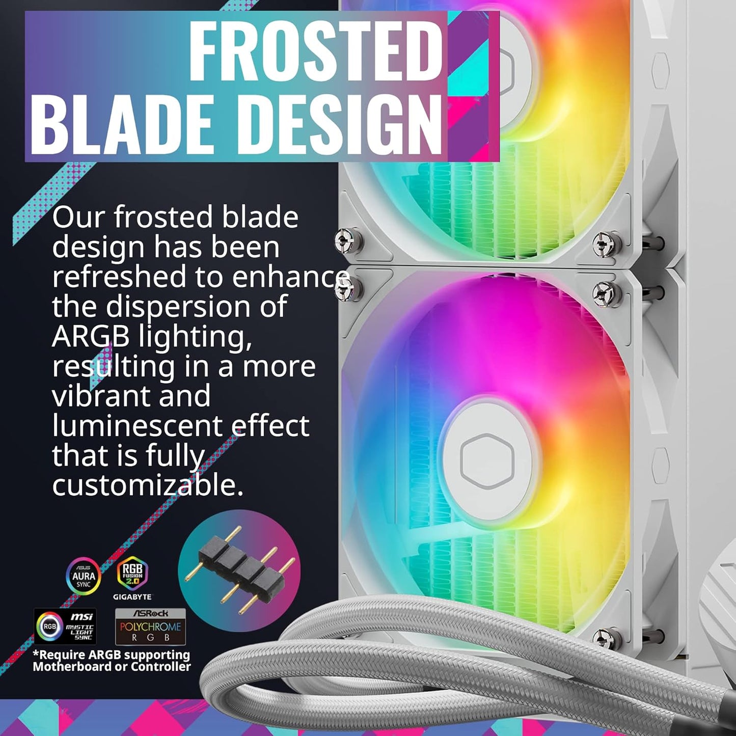 Cooler Master MasterLiquid 360L Core ARGB 360mm Close-Loop PWM AIO CPU Liquid Cooler - White