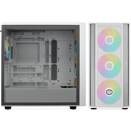 Cooler Master MasterBox 600 ARGB E-ATX Tempered Glass Side Panel Mid Tower Gaming Cabinet - White