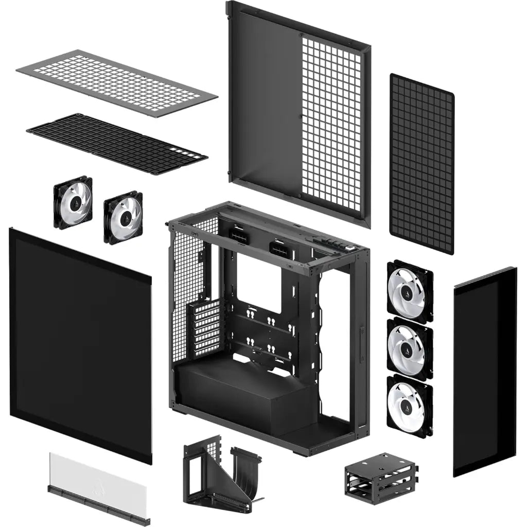 ARCTIC Xtender VG E-ATX Mid Tower Computer Case with Vertical GPU Mount - Mirror Black-tpstech.in