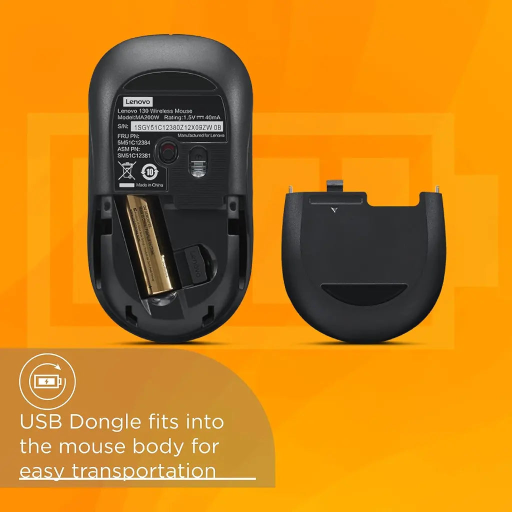 Lenovo 130 1000 DPI Wireless Mouse with 2.4GHz Dongle-tpstech.in