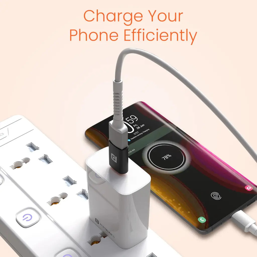 Portronics POR 2789 Bridge Y USB A to Type C OTG Adapter Fast Charging-tpstech.in
