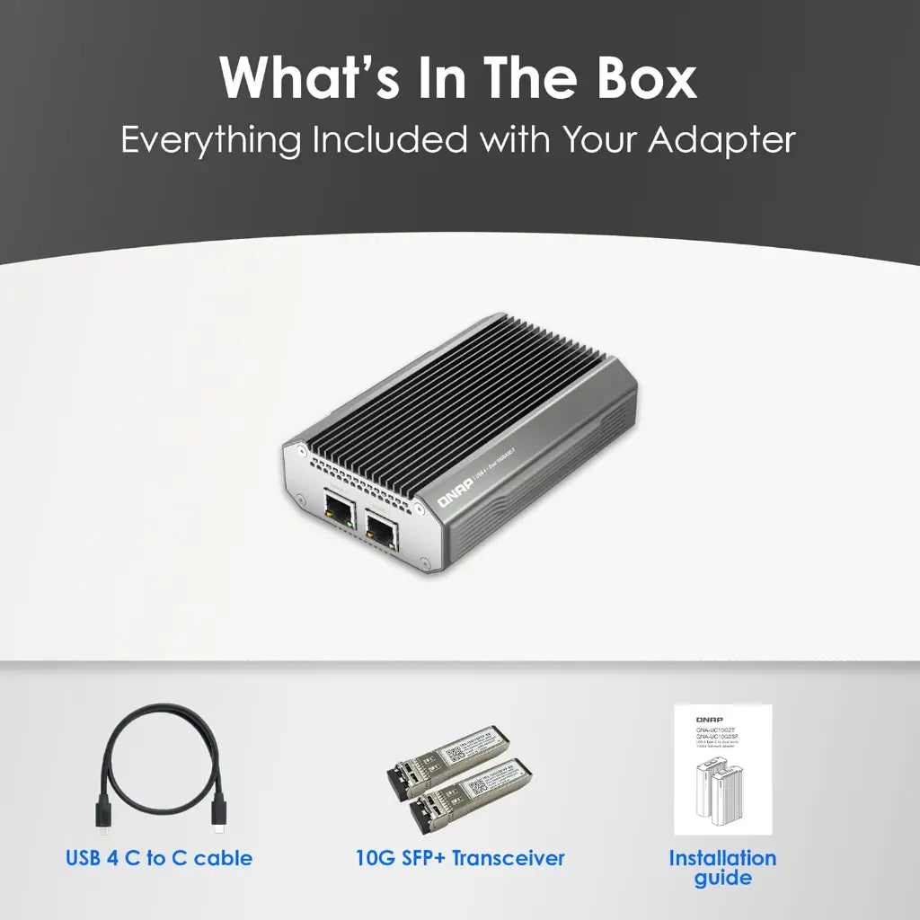 QNAP QNA‑UC10G2T USB4 Type‑C Dual‑Port 10GBASE‑T RJ45 Network Adapter-tpstech.in