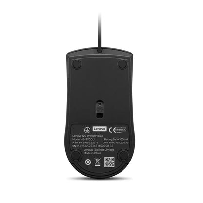Lenovo 120 USB-A 1600 DPI Wired Optical Mouse - Black