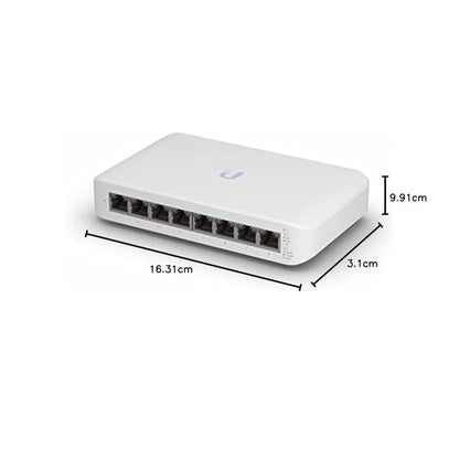 Ubiquiti USW-LITE-8-POE 8 Port Layer 2 PoE Switch with Silent Fanless Cooling