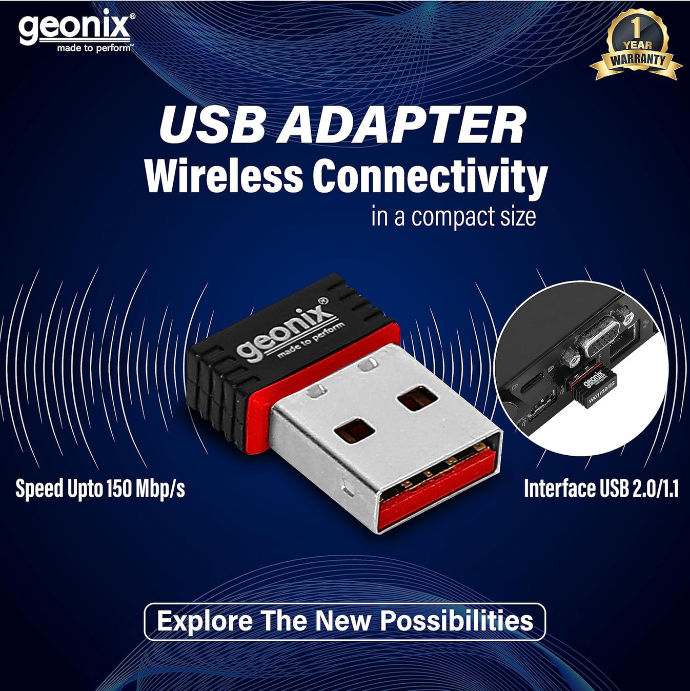 GEONIX Mini USB 2.0 Wi-Fi Wireless Network Adapter - tpstech.in