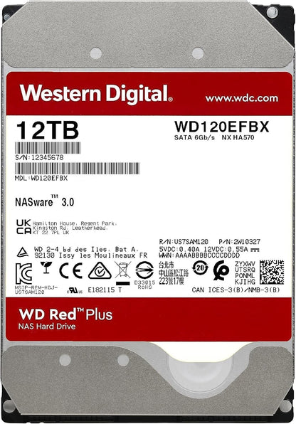 Western Digital WD Red Plus 12TB 3.5" SATA 7200RPM NAS Internal Hard Disk Drive