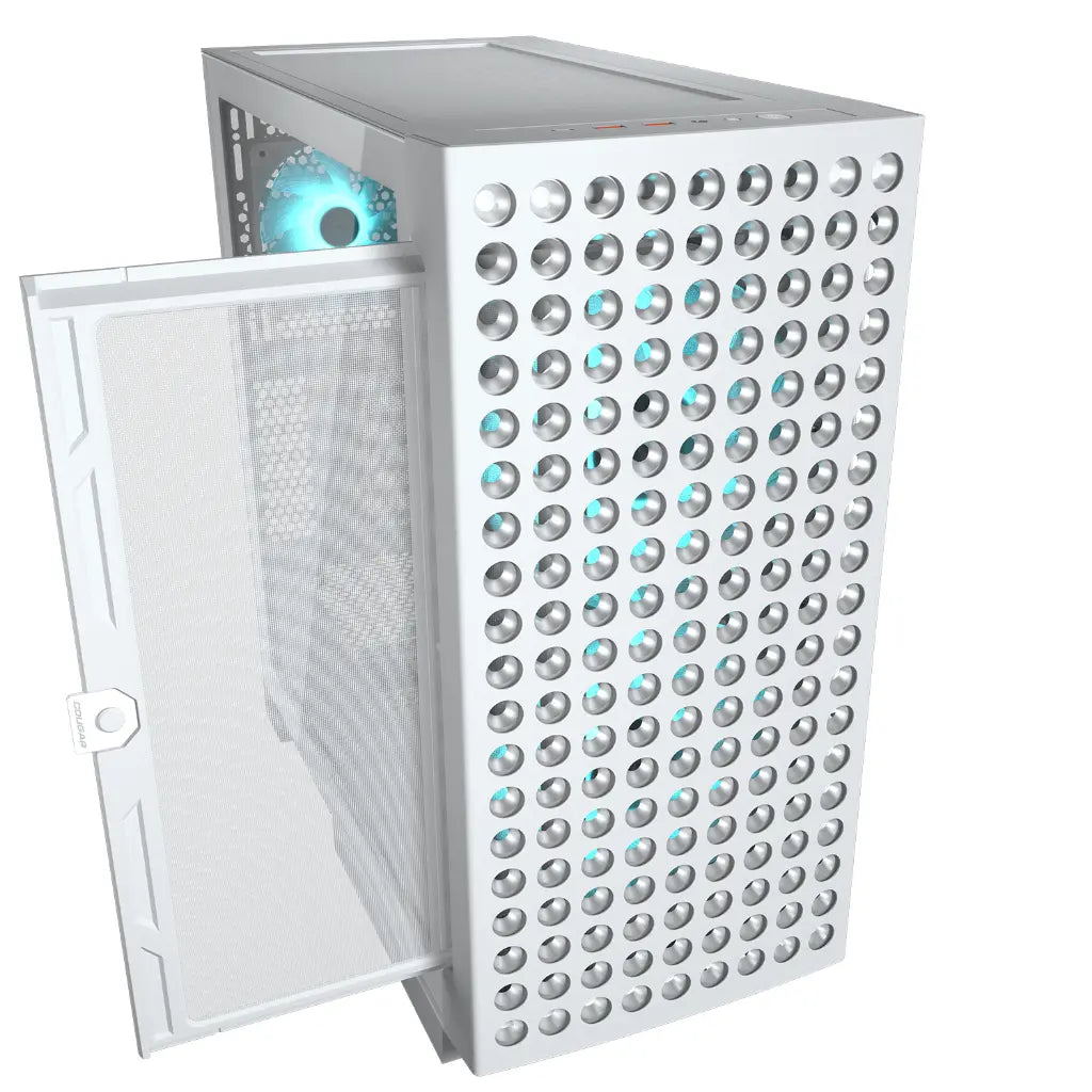 Cougar Airface Eco RGB Mid Tower PC Case with Dual 180mm ARGB PWM Fans - White-tpstech.in