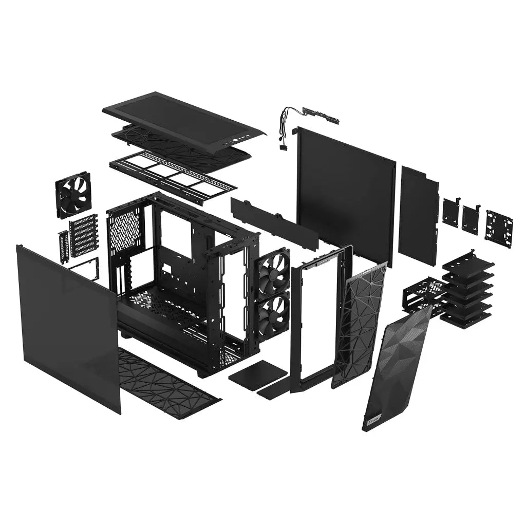 Fractal Design Meshify 2 TG Light Tint Mid-Tower Tempered Glass ATX Computer Case - Black-tpstech.in